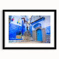 Extra large framed abstract art print featuring vibrant Moroccan scenery in textured colors, ideal for living room decor.