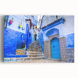 Large black and white stretched canvas featuring a Moroccan scenery, ideal for kitchen wall art.