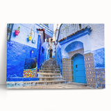 Black and white photograph of Moroccan scenery on stretched canvas, ideal for kitchen wall art or bedroom ambiance.
