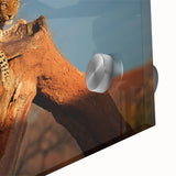 Large abstract depiction of a Namibian landscape on acrylic glass, in earth tones.