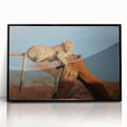 Large abstract wall art depicting a Namibian landscape in muted earth tones on a framed acrylic.
