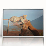 Framed acrylic print of a Namibian landscape in muted earth tones, ideal for modern art wall decor.