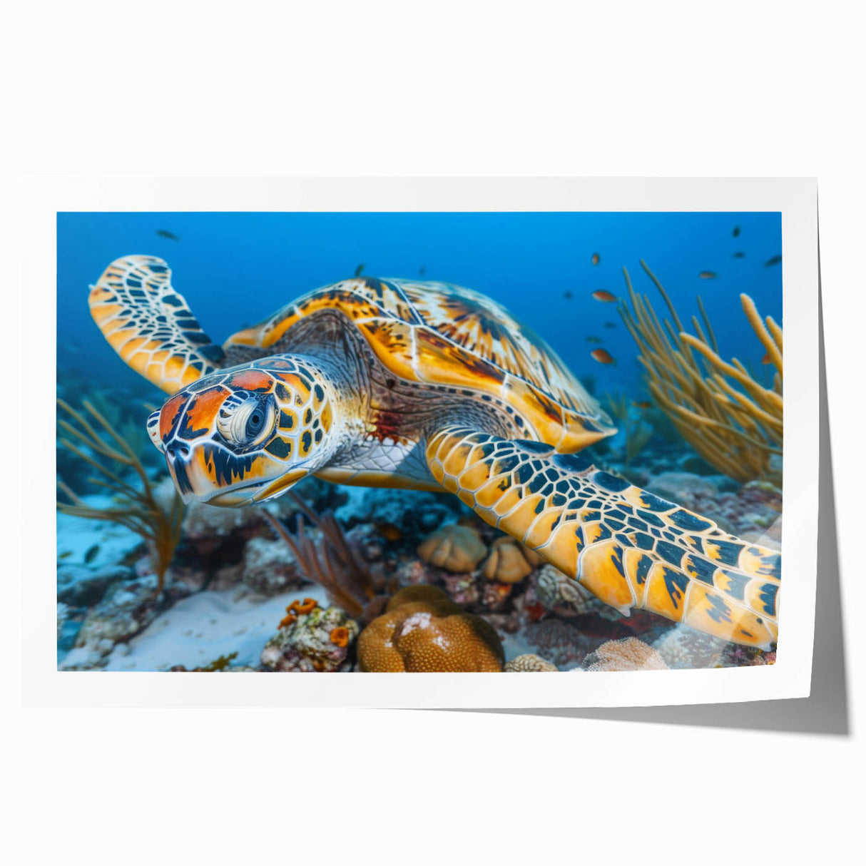 Extra large rolled print of Seychelles scenery with vibrant green and blue tones, ideal for dining room wall art.