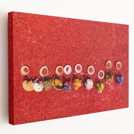 Stretched canvas of a scenic Bangladesh landscape in muted earth tones, ideal for kitchen wall art.