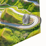 Large abstract wall art depicting a mid-century modernist Georgia landscape in muted earth tones on acrylic glass.