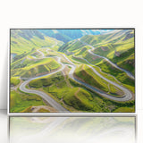 Art deco poster featuring a modern art wall decor scene of Georgia, Asia in pastel shades, framed in white acrylic.