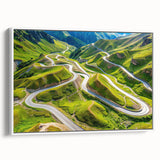 Vintage poster art of a colorful Georgian landscape on a framed canvas, ideal for living room decor.