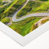 Art deco poster featuring a vibrant, stylized Asian landscape on a rolled canvas, ideal for dining room wall art.