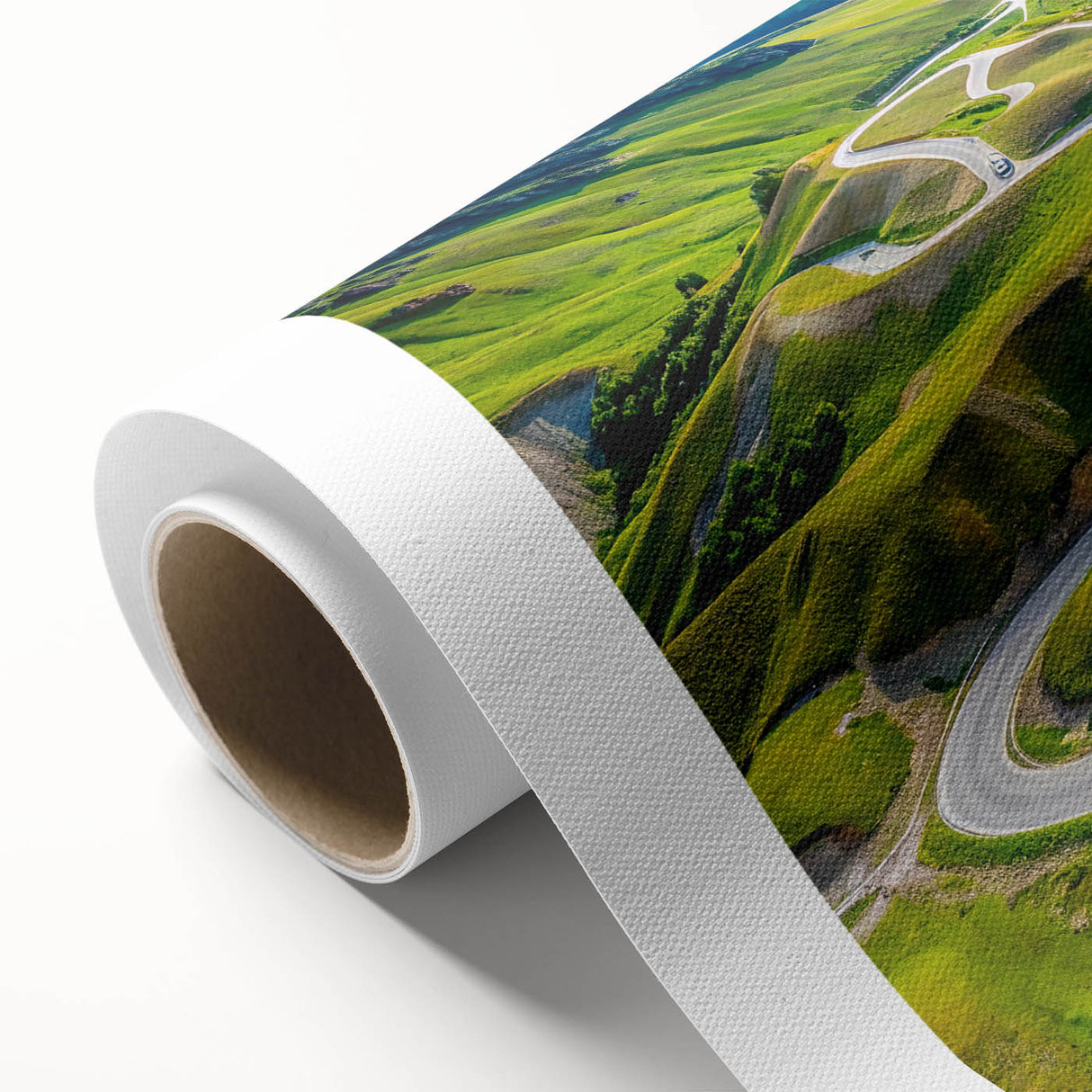 Art Deco poster of a serene Georgian landscape in soft pastel shades on rolled canvas, ideal for nursery wall art.