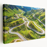 Side view of a stretched canvas featuring a serene Georgian landscape in soft earth tones, ideal for kitchen wall art.