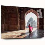 Large abstract depiction of an Indian landscape on acrylic glass, featuring earthy tones.