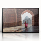 Large abstract wall art of an Indian landscape in muted earth tones on a framed acrylic, ideal for modern living room decor.