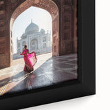 Extra large framed canvas of a textured, colorful Indian scenery in black, ideal for living room decor.