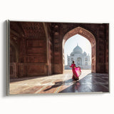 Landscape art painting of an Indian scenery in vibrant colors on a framed canvas.