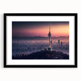 Extra large abstract art print of a colorful, textured Korean landscape on a framed canvas, ideal for living room decor.