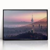 Large abstract wall art featuring a mid-century modernist style with vibrant colors on a framed acrylic.