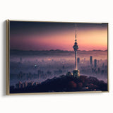Framed canvas depicting a vintage-style Korean landscape in muted gold and black tones, ideal for bedroom wall decor.