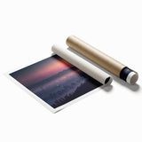 Extra large rolled print of a serene Korean landscape with soft pink cherry blossoms, ideal for classy bathroom wall art.