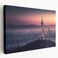 Large wall art on canvas depicting a serene Korean landscape in soft pastel tones, ideal for kitchen wall decor.