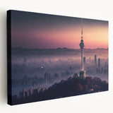 Large wall art on canvas depicting a serene Korean landscape in soft pastel tones, ideal for kitchen wall decor.