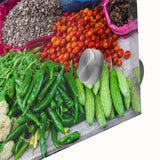 Large abstract wall art depicting a Laos scenery in muted earth tones on acrylic glass, suitable for dining room ambiance.