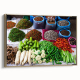 Framed canvas of a vintage-style Laos landscape with muted gold and black tones, ideal for bedroom wall decor.