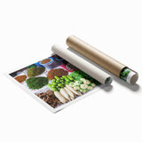 Extra large rolled print featuring a serene Laos landscape with lush greenery and floral elements.