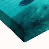 Large art featuring a black and white Maldivian landscape on stretched canvas, ideal for bedroom wall decor.