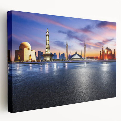 Large canvas print depicting a serene Pakistani landscape in soft earth tones, suitable for kitchen wall art.
