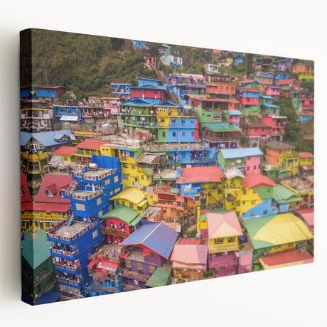 Large wall art on canvas depicting a serene Philippine landscape in soft green and blue tones, suitable for kitchen decor.