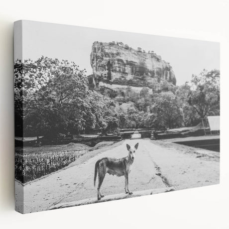 Large canvas print of a serene Sri Lankan landscape in soft green and blue tones, suitable for kitchen wall art.