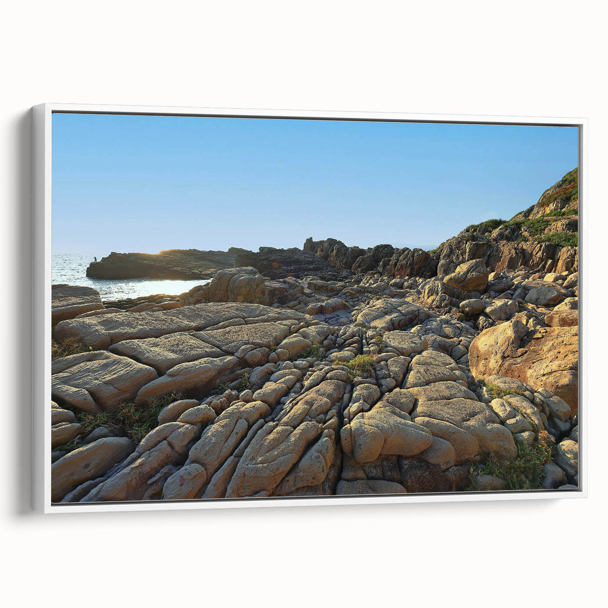 Framed canvas of vintage poster art featuring a colorful Taiwanese landscape, ideal for living room decor.