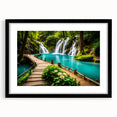 Extra large abstract art print featuring a colorful, textured scenery of Thailand, framed in black.