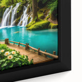 Extra large framed canvas of a textured, colorful Asian scenery in black, ideal for living room decor.