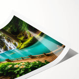 Extra large rolled print of line art flowers with subtle pastel shades, ideal for large living room wall art.