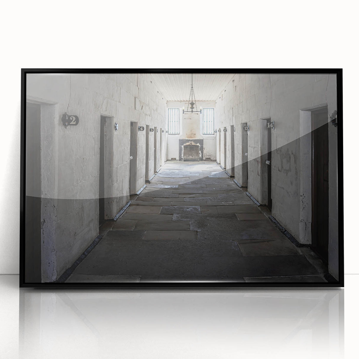 Large abstract wall art depicting Tasmanian scenery in muted earth tones on a framed acrylic print.