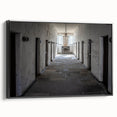 Black and white landscape art painting of Tasmania on framed canvas, ideal for bedroom wall decor.