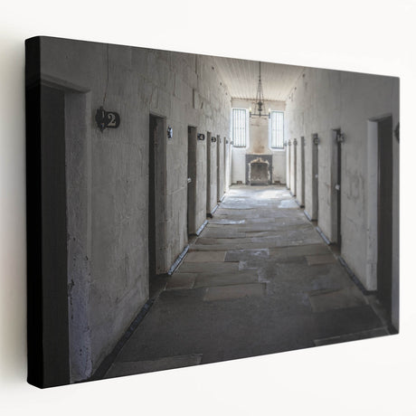 Panoramic view of Tasmania landscape on stretched canvas, featuring muted earth tones, ideal for kitchen wall art.