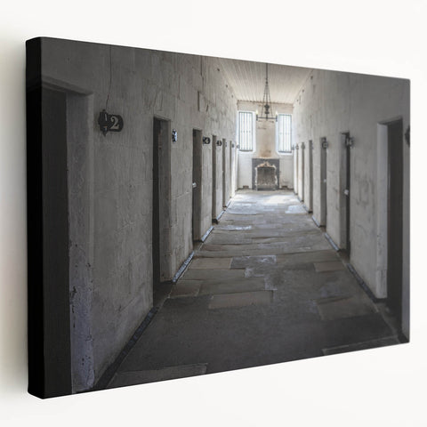 Panoramic view of Tasmania landscape on stretched canvas, featuring muted earth tones, ideal for kitchen wall art.