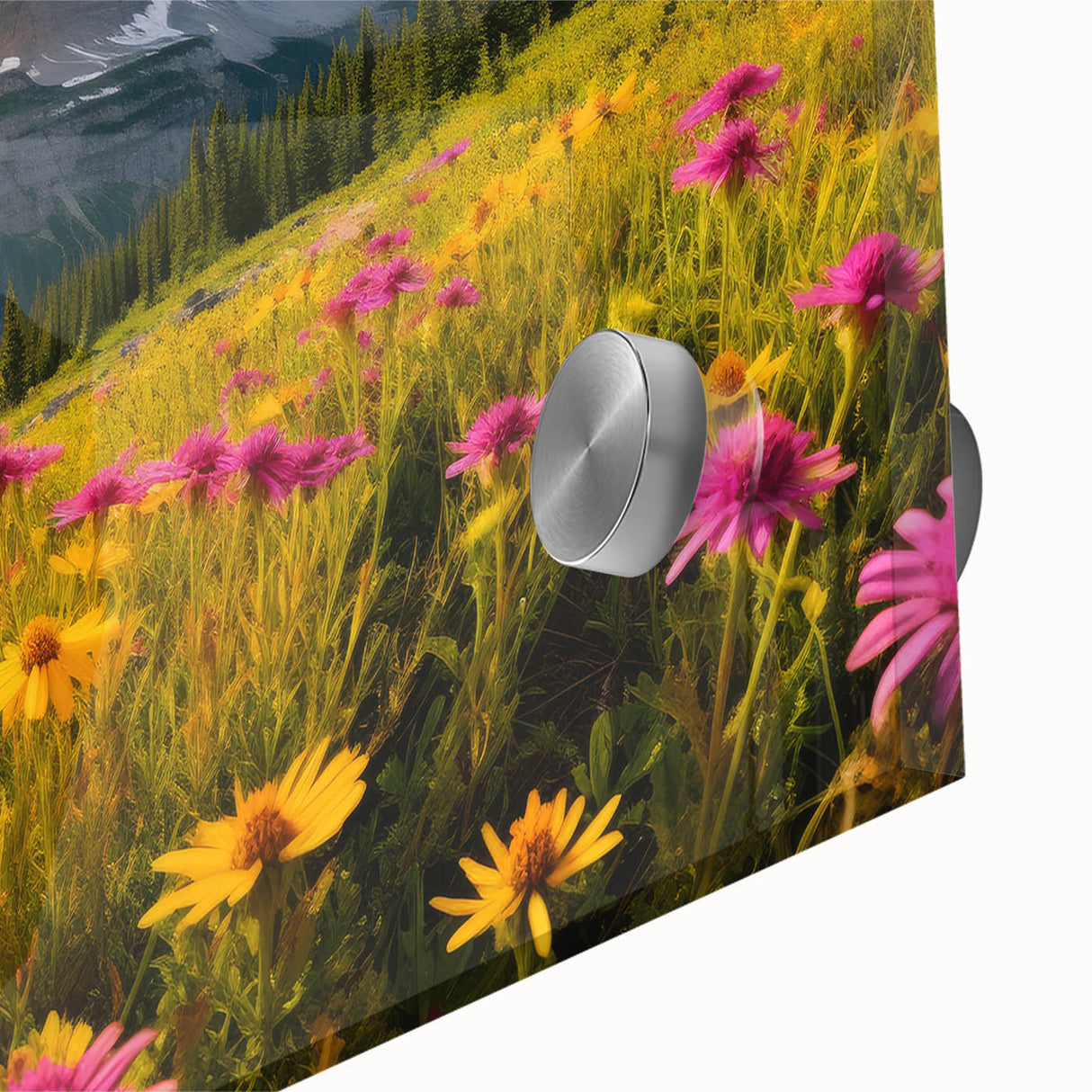 Large abstract wall art featuring Alberta, Canada scenery in mid-century modernist style on acrylic glass.