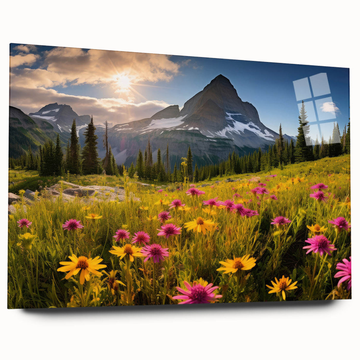 Large abstract wall art of Alberta, Canada scenery in muted earth tones on acrylic glass.