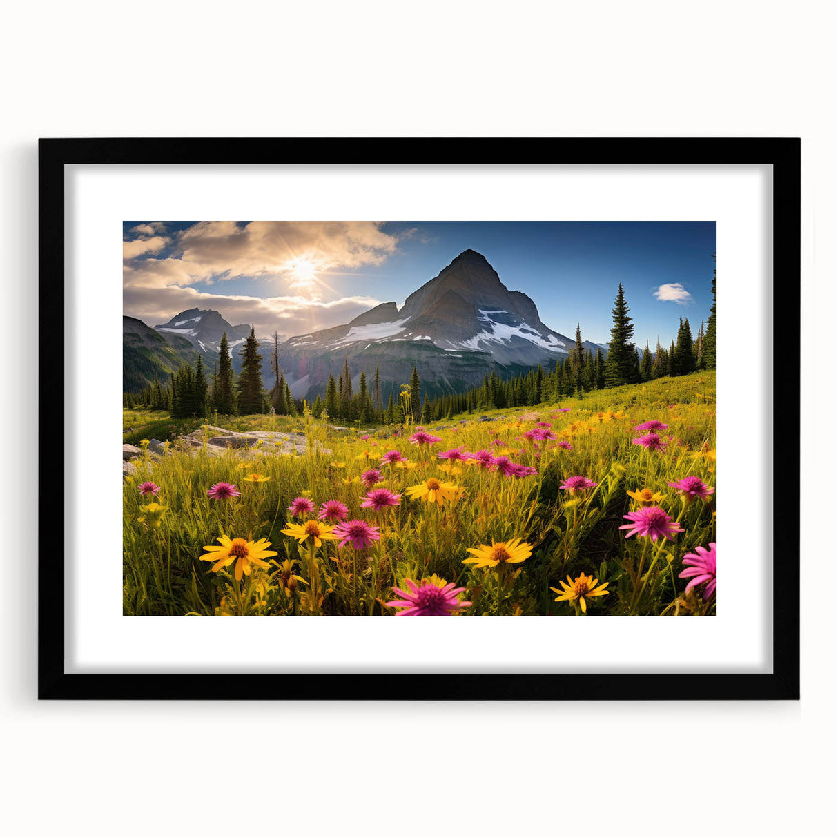 Extra large framed abstract art print of colorful, textured scenery in Alberta, ideal for living room decor.