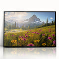 Large abstract wall art depicting a serene Alberta landscape in muted earth tones on a framed acrylic panel.