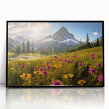 Large abstract wall art depicting a serene Alberta landscape in muted earth tones on a framed acrylic panel.
