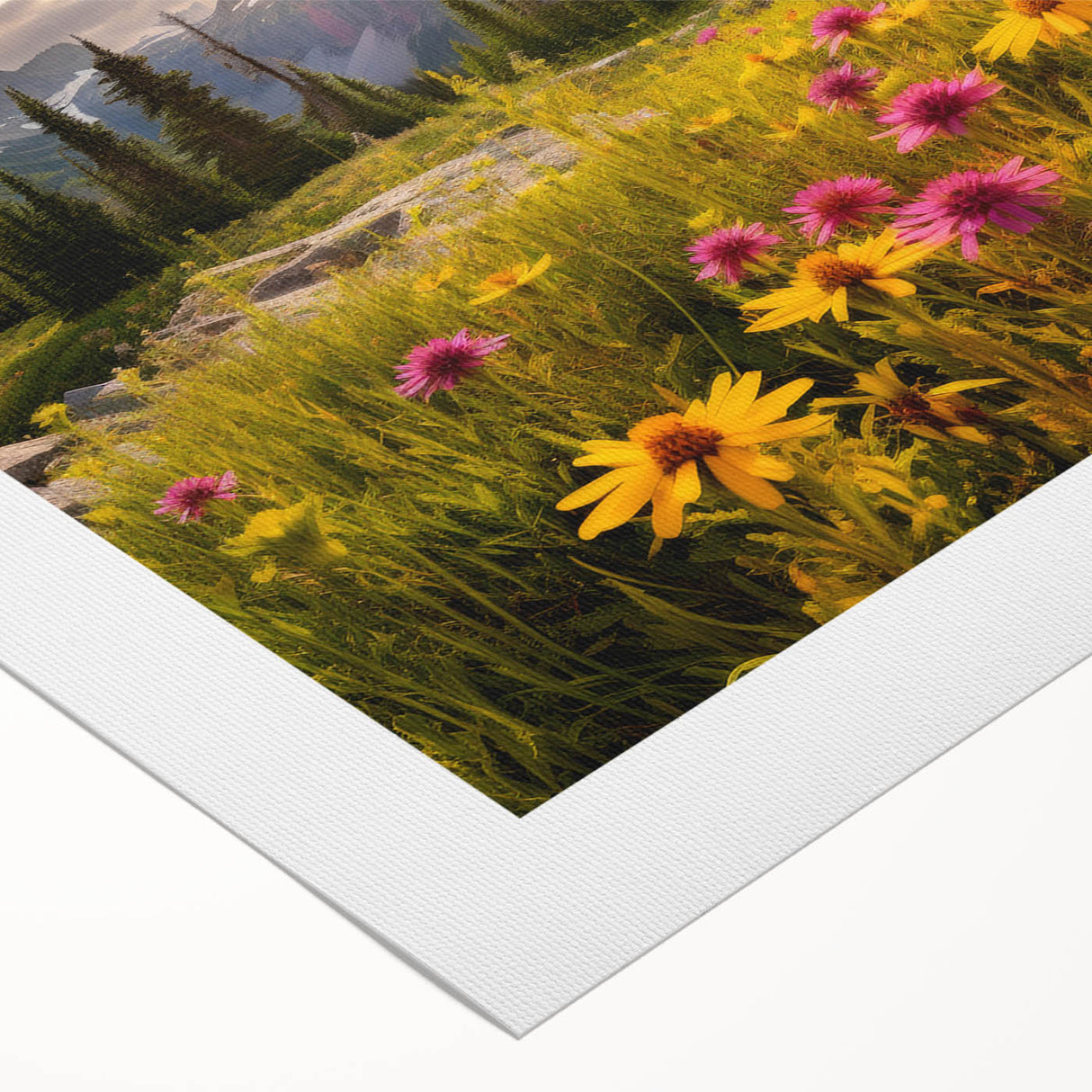 Art deco poster featuring Alberta, Canada scenery in muted earth tones on a rolled canvas, suitable for dining room decor.