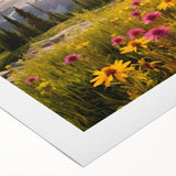 Art deco poster featuring Alberta, Canada scenery in muted earth tones on a rolled canvas, suitable for dining room decor.