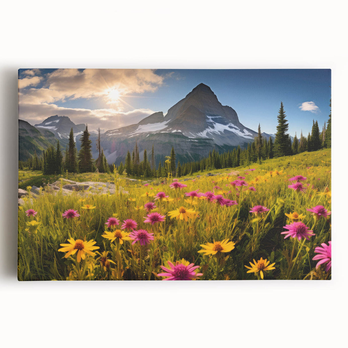 Black and white photograph of Alberta, Canada scenery on stretched canvas, suitable for kitchen wall art.