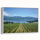 Vintage poster art of British Columbia scenery on a framed canvas, featuring vibrant colorful imagery.