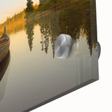 Mid-century modernist large abstract wall art of Quebec scenery on acrylic glass, in muted earth tones.