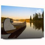 Acrylic print of a large abstract landscape in Quebec, with cool blue and gray tones, ideal for bedroom or dining room art.